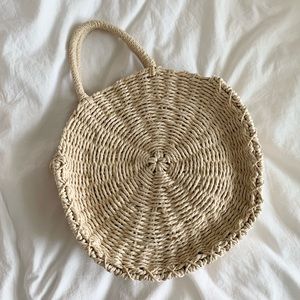Rattan circle tote/crossbody bag